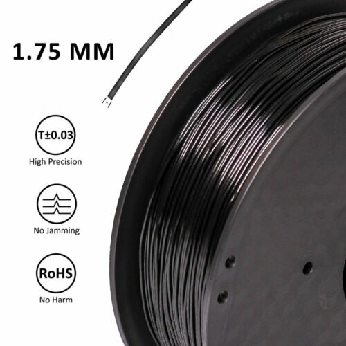 Flexible No Bubbles Dust Dirt Free 3D Printer TPU Filament 1.75mm 0.03mm Black