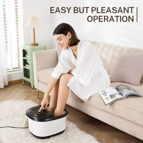 Rapid Heating Foot Spa Bath Massager W/ Heat Bubble 6 Motorized Massage Roller