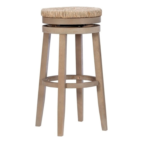 Pemberly Row 31" Transitional Wood Swivel Bar Stool in Natural Brown