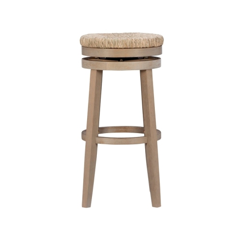 Pemberly Row 31" Transitional Wood Swivel Bar Stool in Natural Brown