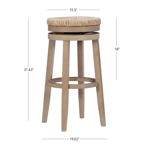 Pemberly Row 31" Transitional Wood Swivel Bar Stool in Natural Brown
