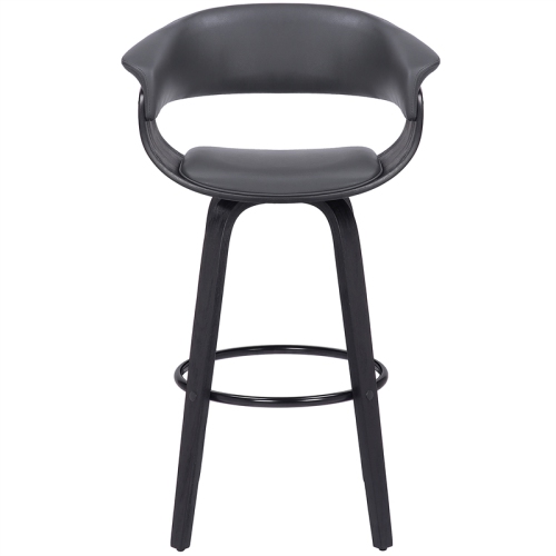 Julyssa 26" Counter Height Swivel Grey Faux Leather and Black Wood Bar Stool