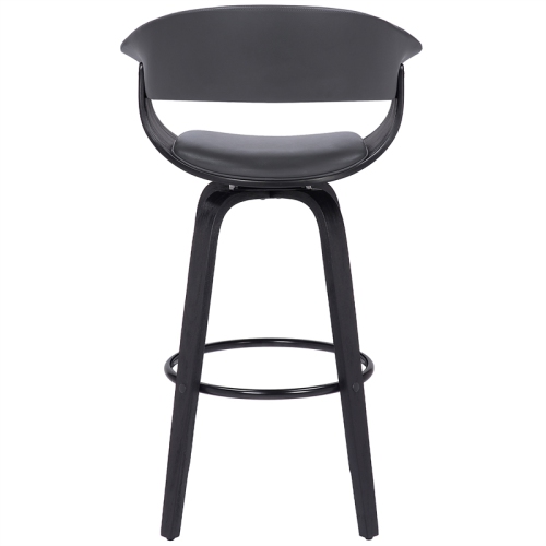 Julyssa 26" Counter Height Swivel Grey Faux Leather and Black Wood Bar Stool