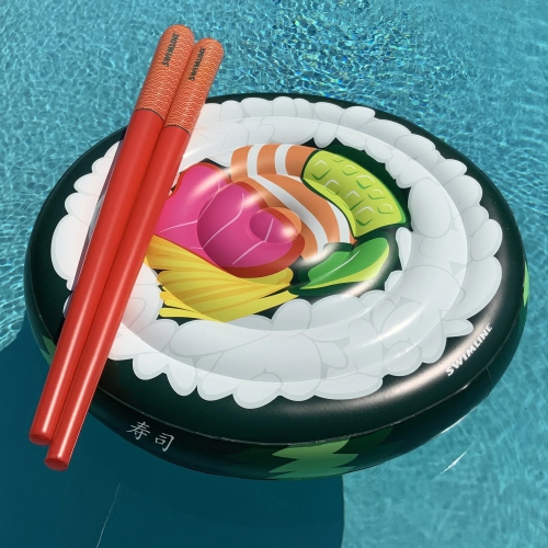 60" Inflatable Sushi Roll Island with Chopsticks Swimming Pool Float