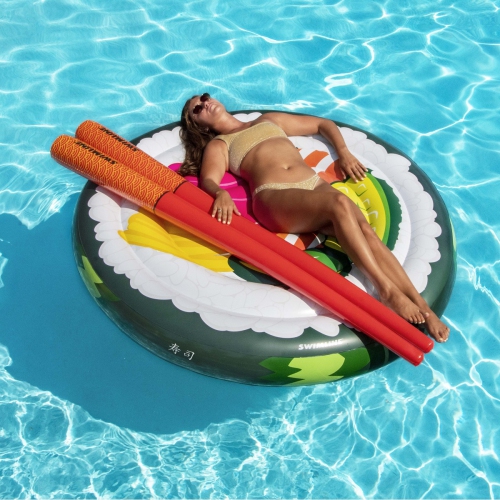 60" Inflatable Sushi Roll Island with Chopsticks Swimming Pool Float