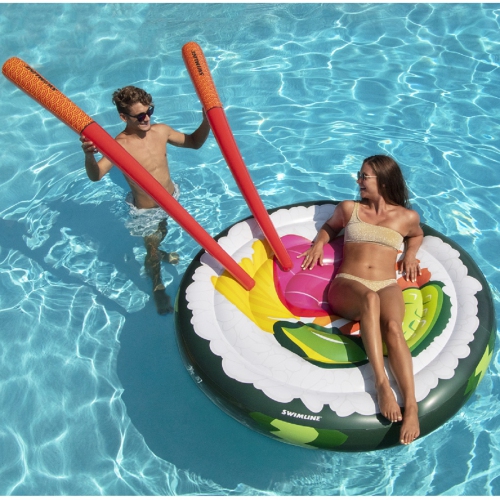 60" Inflatable Sushi Roll Island with Chopsticks Swimming Pool Float