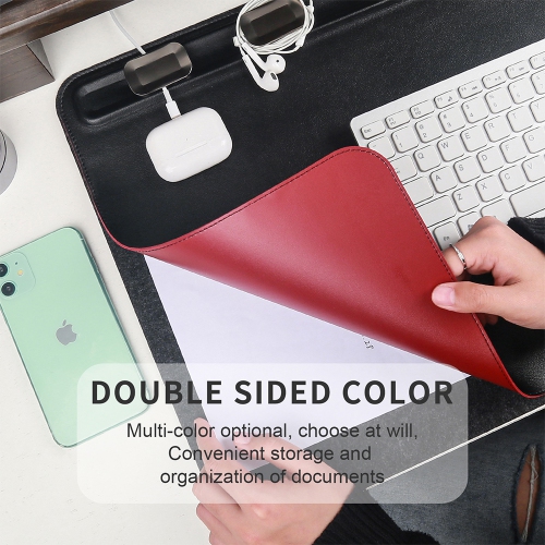 navor PU Leather 68.5 x 36.8cm Desk Mat, Non-Slip Flat Extended Desk Mouse Mat with Magnetic Cable Holder for Office Home - Table Blotter Protector