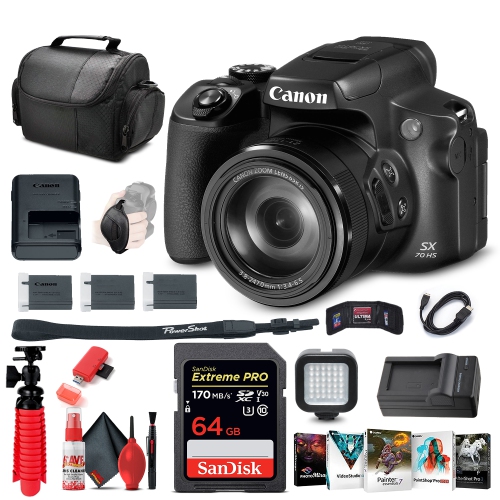 Canon PowerShot SX70 HS Digital Camera (3071C001) + 64GB Card Pro Bundle