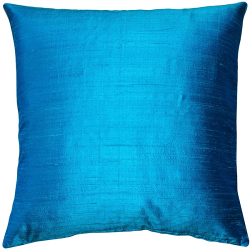 PILLOW DECOR  Sankara Peacock Silk Throw Pillow, 20"x20" (Polyfill Insert Included) In Blue
