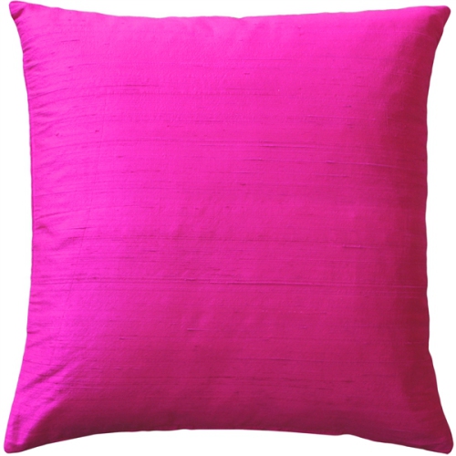 Sankara Fuchsia Pink Silk Throw Pillow, 16"x16"