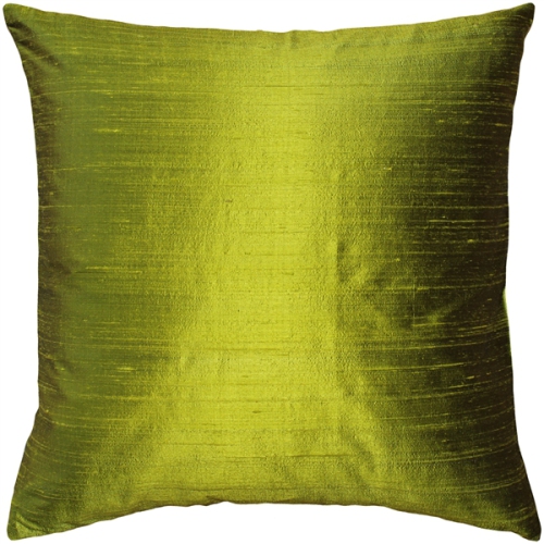 Sankara Chartreuse Green Silk Throw Pillow, 18"x18"