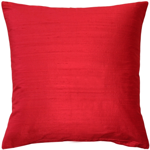 Sankara Red Silk Throw Pillow, 18"x18"