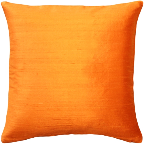 Sankara Orange Silk Throw Pillow, 18"x18"