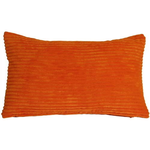 PILLOW DECOR  Wide Wale Corduroy Dark Throw Pillow, 12"x20" (Polyfill Insert Included) In Orange