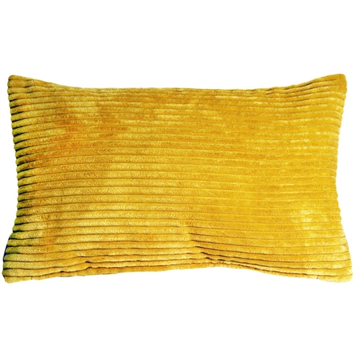 Wide Wale Corduroy Yellow Throw Pillow, 12"x20"