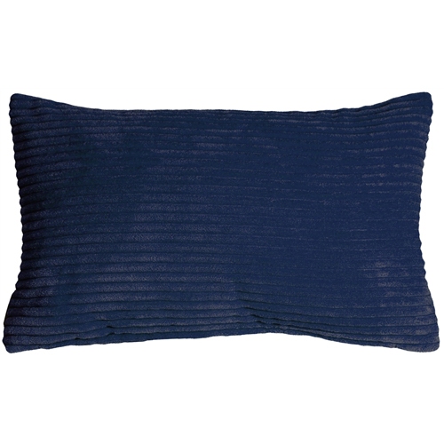 PILLOW DECOR  Wide Wale Corduroy Dark Throw Pillow, 12"x20" (Polyfill Insert Included) In Blue