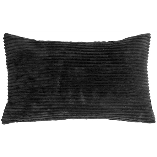 PILLOW DECOR  Wide Wale Corduroy Throw Pillow, 12"x20" (Polyfill Insert Included) In Black