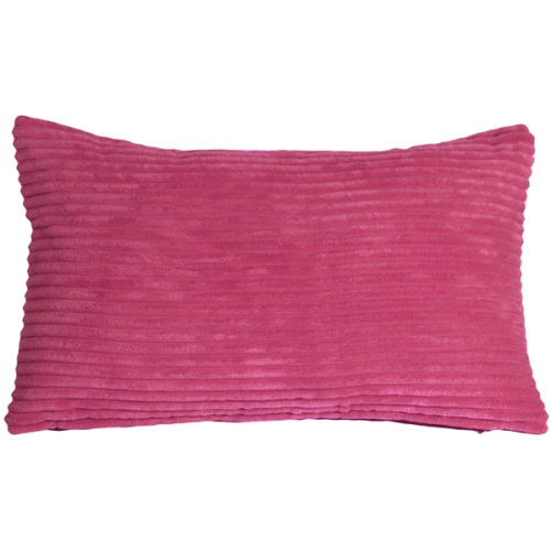 PILLOW DECOR  Wide Wale Corduroy Pink Throw Pillow, 12"x20" (Polyfill Insert Included) In Magenta