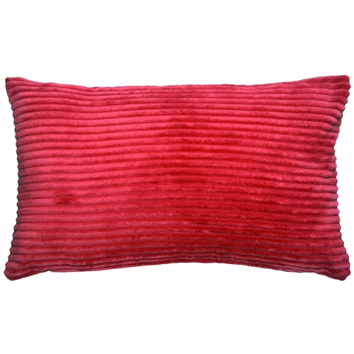 PILLOW DECOR  Wide Wale Corduroy Throw Pillow, 12"x20" (Polyfill Insert Included) In Red