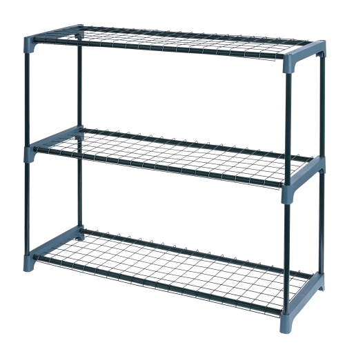 Outdoor Lean to Walk-in Greenhouse with 3 Tier Flower Rack, Gardening Wall Green House with Roll-up Zipper Entry Doors