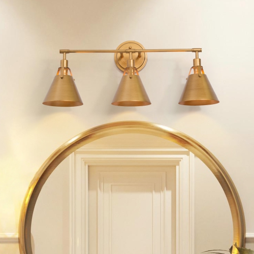 Contemporary 3-Light Modern Linear Vanity Light with Cone Shades