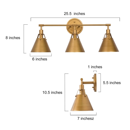Contemporary 3-Light Modern Linear Vanity Light with Cone Shades