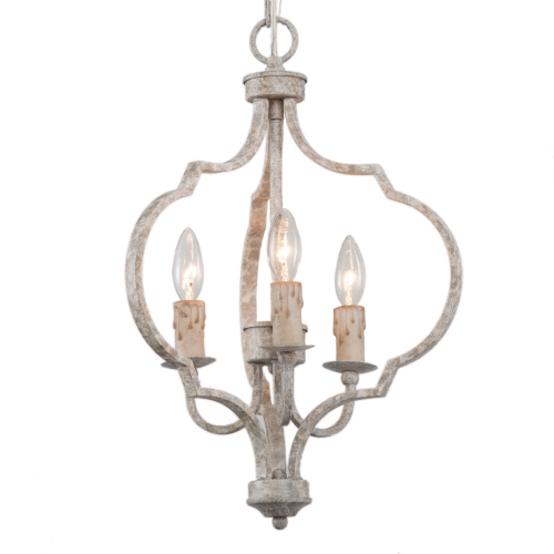 LNC  Farmhouse 3-Light Antique Rustic Lantern Chandelier