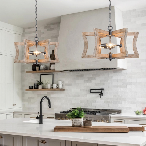 Farmhouse 3-Light Unique Birch Chandelier