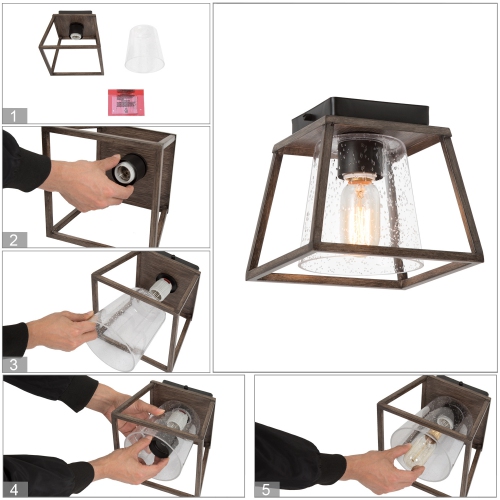 Modern 1-Light Rustic Flush Mount