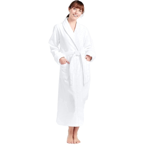 CANADIAN LINEN  Terry Cloth Bathrobes for Women 100% Cotton Robes Soft Women Bathrobe Towel Spa Robe Adult Hotel Robe Warm Bathrobe (White, X-Large)