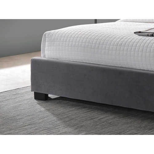 Grey Velvet Contemporary Button Tufted Queen Size Platform Bed
