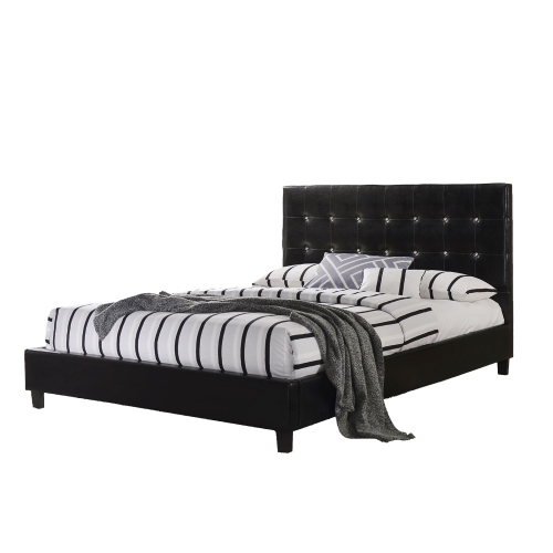 Black Faux Leather Diamond Tufted KING Size Platform Bed