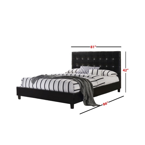 Black Faux Leather Diamond Tufted KING Size Platform Bed