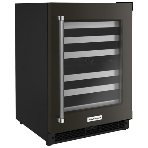 KitchenAid 46-Bottle Freestanding Dual Temperature Zone Wine Cellar - Black Stainless Steel