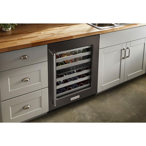 KitchenAid 46-Bottle Freestanding Dual Temperature Zone Wine Cellar - Black Stainless Steel