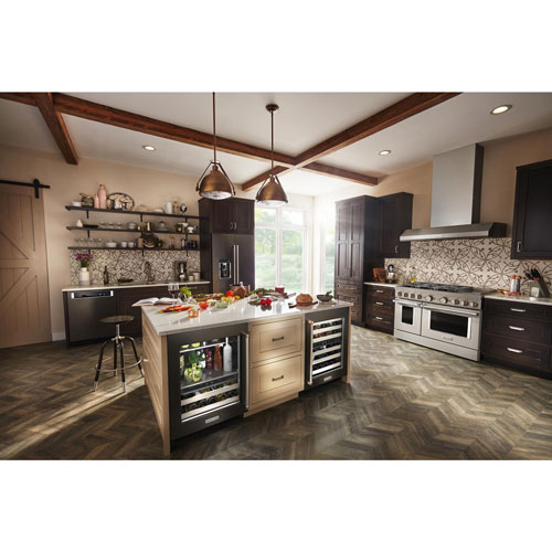 KitchenAid 46-Bottle Freestanding Dual Temperature Zone Wine Cellar - Black Stainless Steel