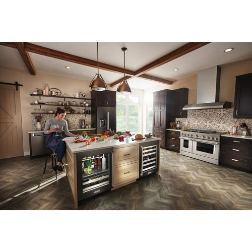 KitchenAid 46-Bottle Freestanding Dual Temperature Zone Wine Cellar - Black Stainless Steel