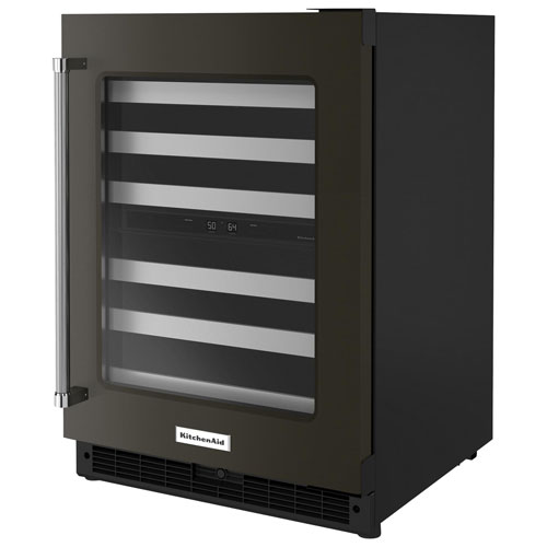 KitchenAid 46-Bottle Freestanding Dual Temperature Zone Wine Cellar - Black Stainless Steel