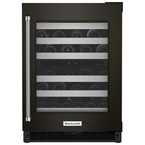 KitchenAid 46-Bottle Freestanding Dual Temperature Zone Wine Cellar - Black Stainless Steel