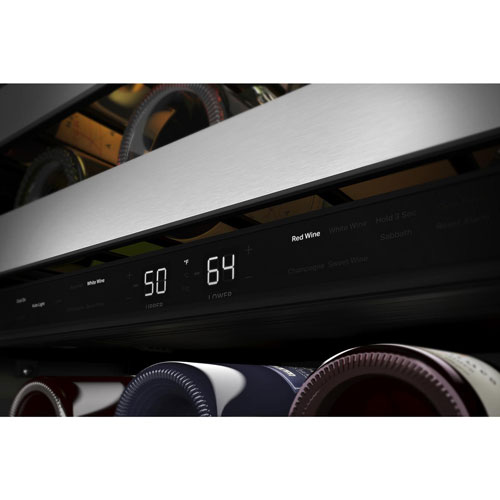 KitchenAid 46-Bottle Freestanding Dual Temperature Zone Wine Cellar - Black Stainless Steel