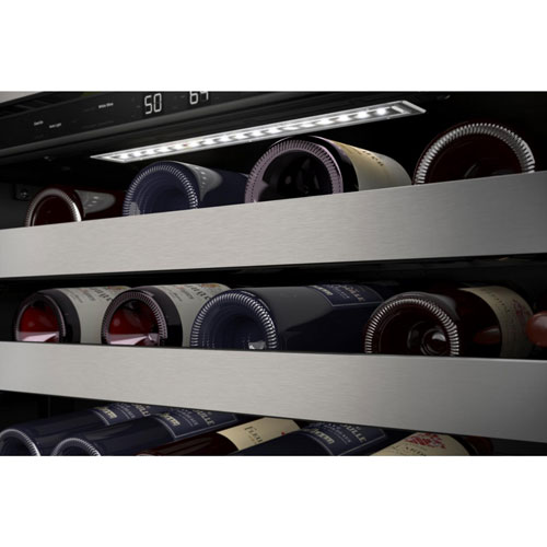 KitchenAid 46-Bottle Freestanding Dual Temperature Zone Wine Cellar - Black Stainless Steel