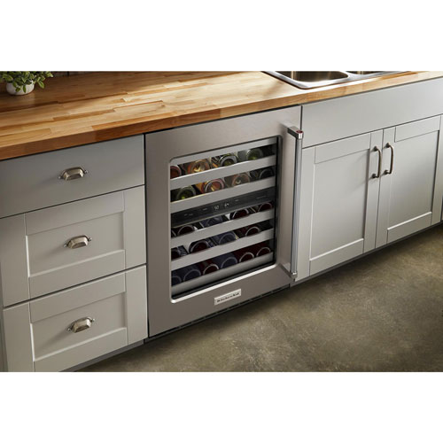KitchenAid 46-Bottle Freestanding Dual Temperature Zone Wine Cellar (KUWL314KSS) - Stainless Steel