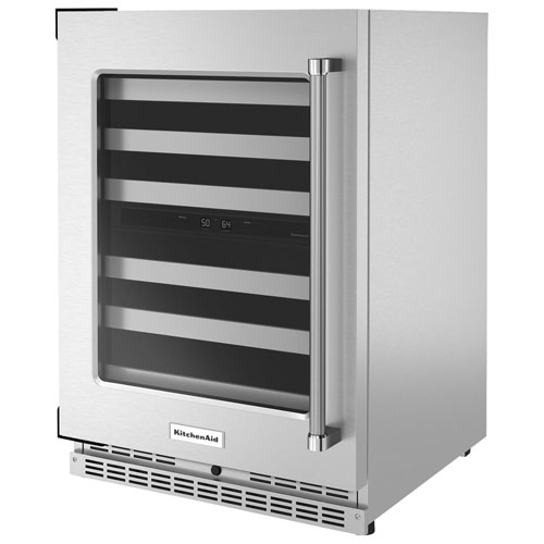 KitchenAid 46-Bottle Freestanding Dual Temperature Zone Wine Cellar (KUWL314KSS) - Stainless Steel