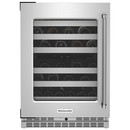 KitchenAid 46-Bottle Freestanding Dual Temperature Zone Wine Cellar (KUWL314KSS) - Stainless Steel