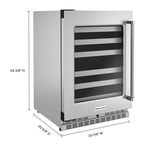 KitchenAid 46-Bottle Freestanding Dual Temperature Zone Wine Cellar (KUWL314KSS) - Stainless Steel