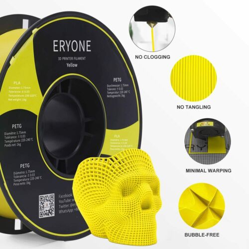 Premium No Bubble 3D – bobine de filament PLA jaune de 1,75 mm et 0,01 kg, 2,2 lb