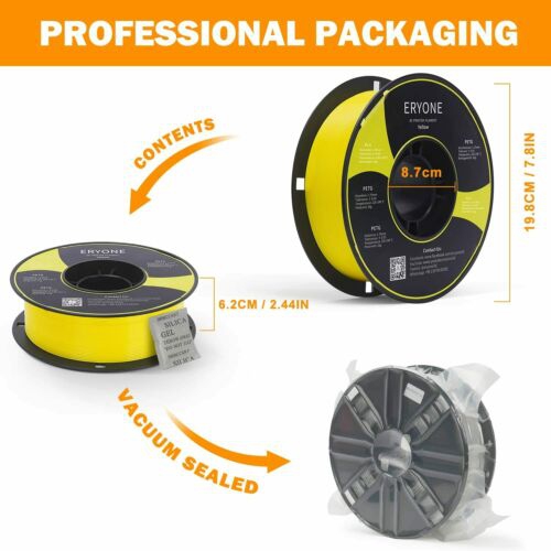 Premium No Bubble 3D – bobine de filament PLA jaune de 1,75 mm et 0,01 kg, 2,2 lb