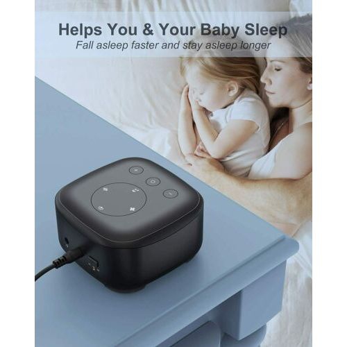 Machine à bruit blanc humanisée avec 24 sons apaisants pour chambre de bébé noire