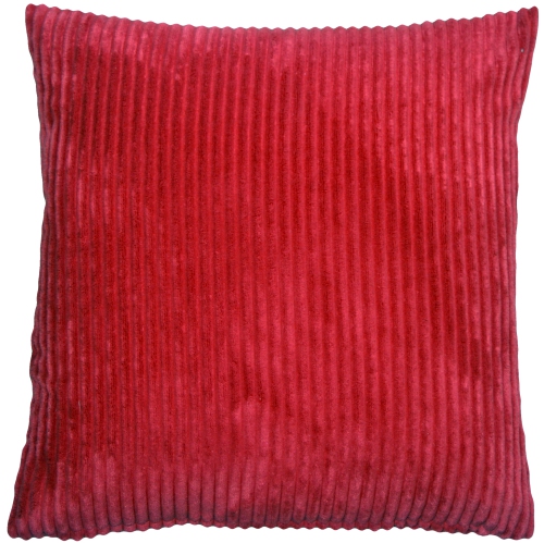 Wide Wale Corduroy Red Throw Pillow, 18"x18"