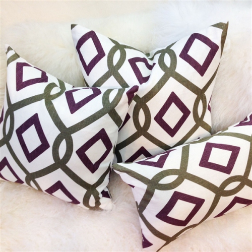 Tuscany Linen Sage Diamond Chain Throw Pillow 20X20